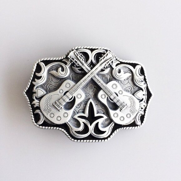 ❤️ New Vintage Guitar  Style Country Music Cowboy Cowgirl Belt Buckle Stylish - Picture 3 of 6
